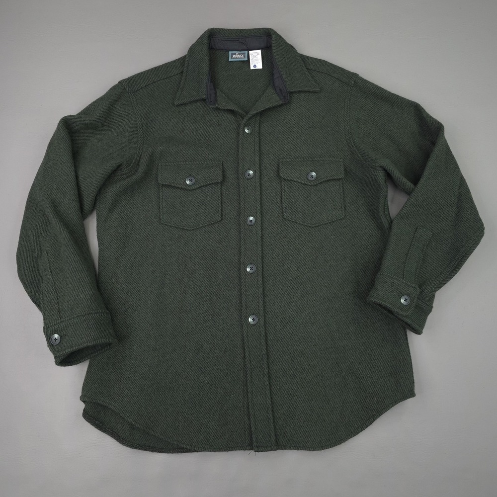 Vintage Woolrich Jacket Mens XL Green Wool Tweed Shirt Jac Military Made USA